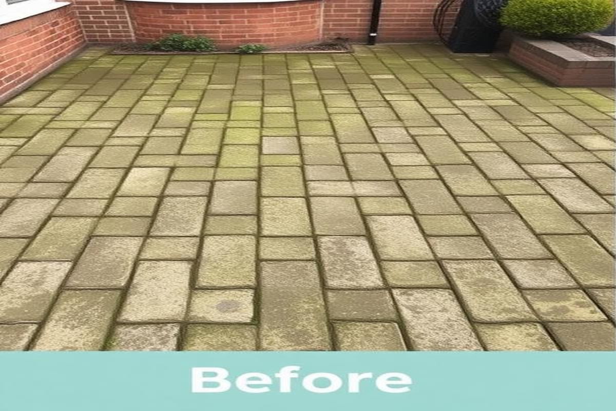Block paving before cleaning